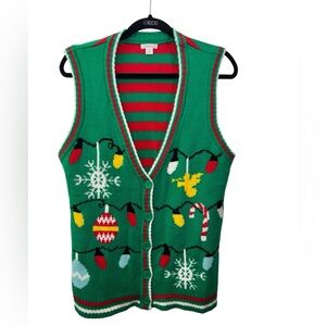 Xhilaration Festive Red and Green Knit sweater vest